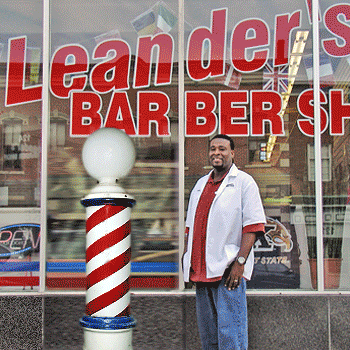 Leander's Barbershop in Historic Downtown Kent